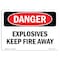 Signmission OSHA Sign, 10" Height, 14" Width, Aluminum, Explosives Keep Fire Away, Landscape, 1014-L-1213 OS-DS-A-1014-L-1213 - alternate 1
